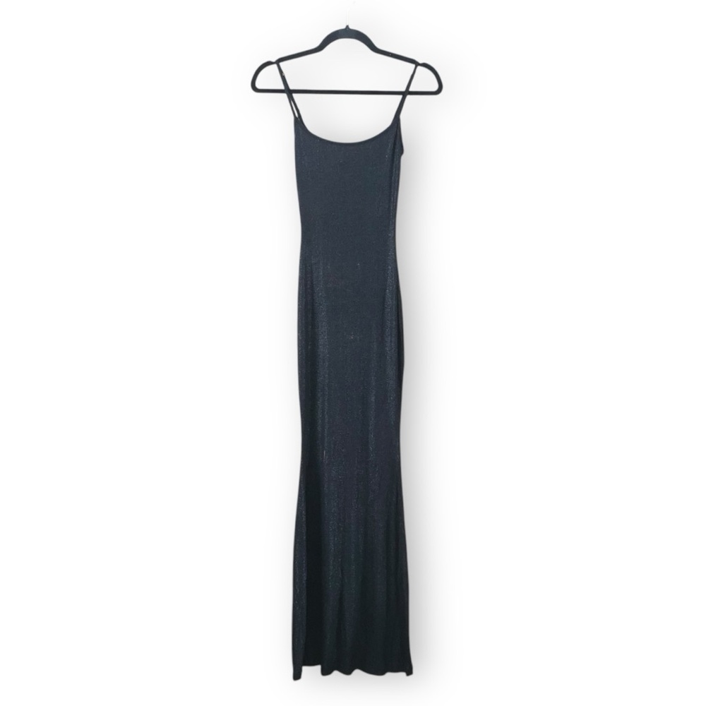 Skims Black Shimmer Bodycon Maxi Dress Size Small FLAWED